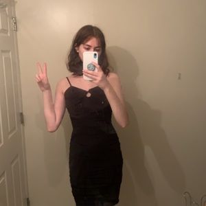 BLACK RUFFLE BODYCON DRESS SIZE Z